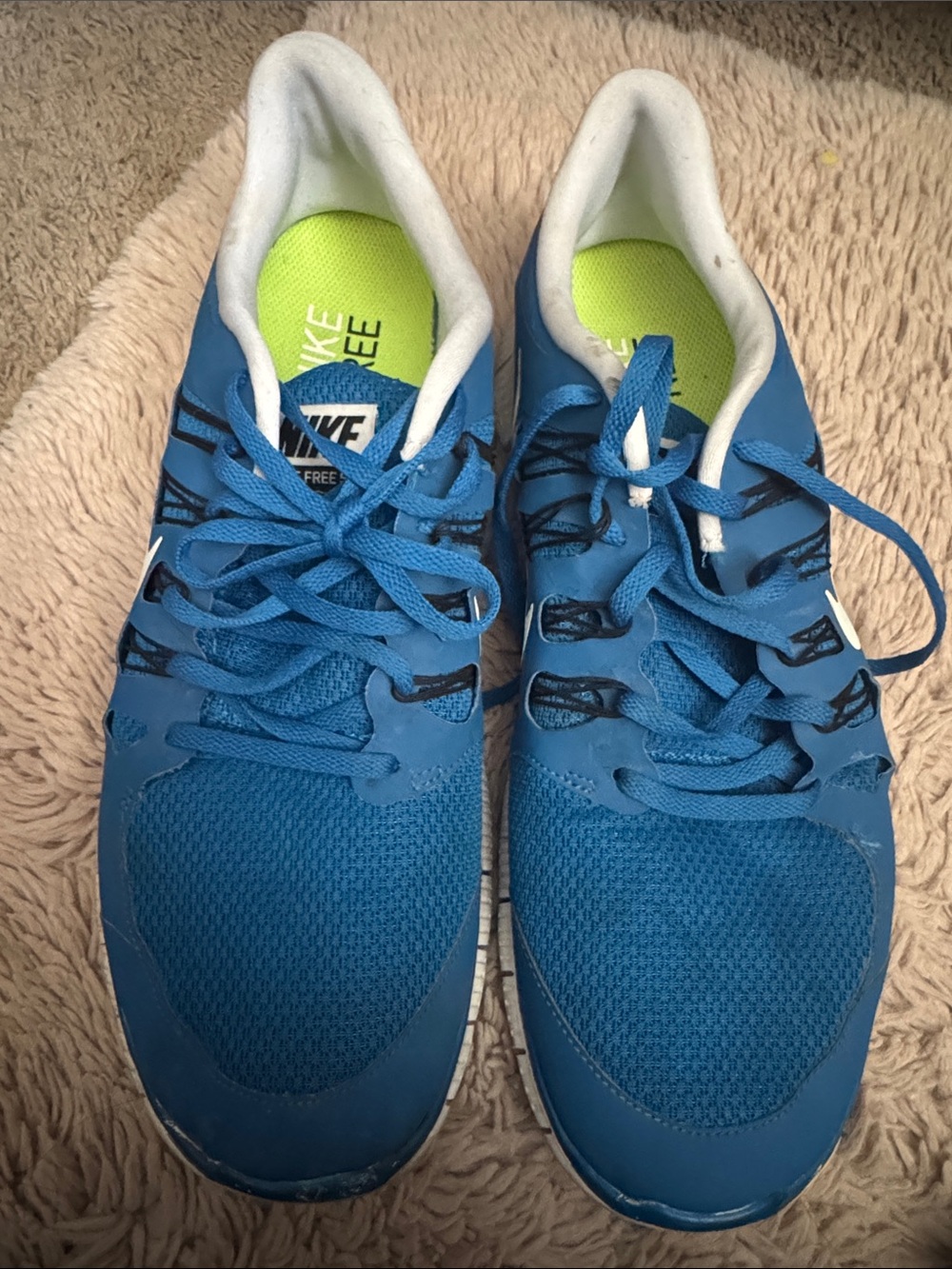 Nike Blue Mesh Athletic Sneakers with Neon Green Insoles